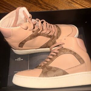 Coach Women's Cream and Brown Sneakers